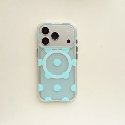 Magnetic 4 Solid Colors Dots Pattern Phone Case With Holder For iPhone
