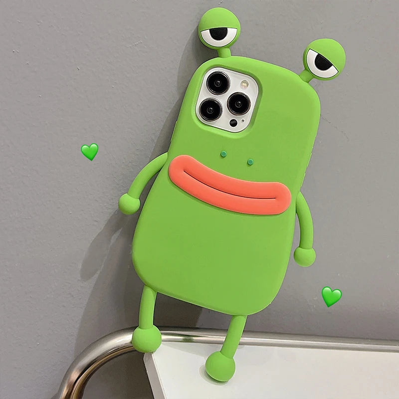 Funny Soft Silicone 3D Frog Phone Case For iPhone
