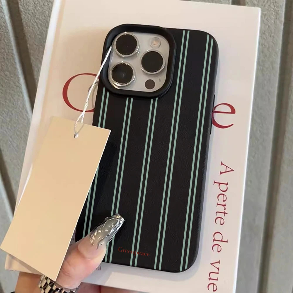 Green Stripe Print Summer Phone Case For iPhone Shockproof Soft Bumper Cover