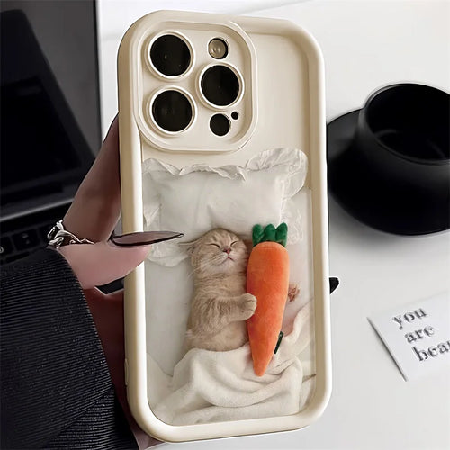 Candy Color Cute Cat Phone Case For iPhone