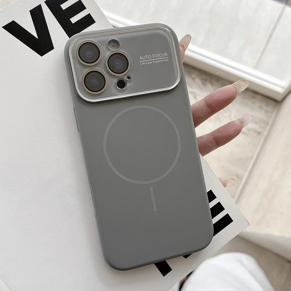 Advanced Liquid Phone Case For iPhone Magnetic Charging Glass Lens Protective Cover Silicone Couple Set