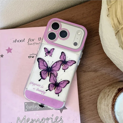 Change Color Luminous Call Light Up Purple Butterfly Pattern Phone Case For iPhone