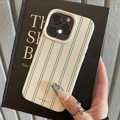 Green Stripe Print Summer Phone Case For iPhone Shockproof Soft Bumper Cover