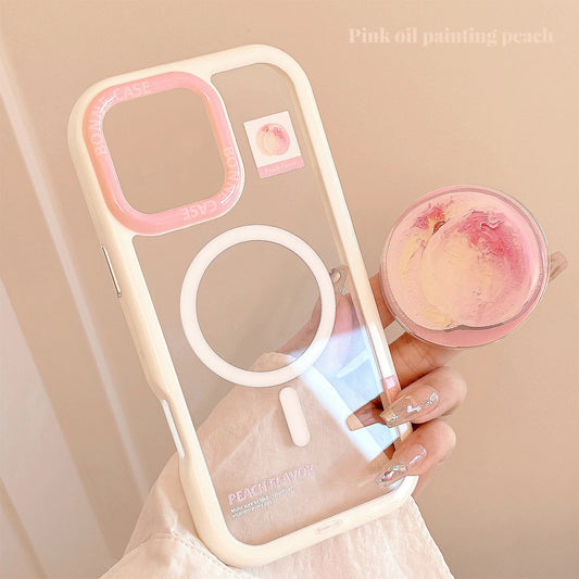 Transparent Acrylic Magsafe Magnetic Peach Stand Holder Phone Case