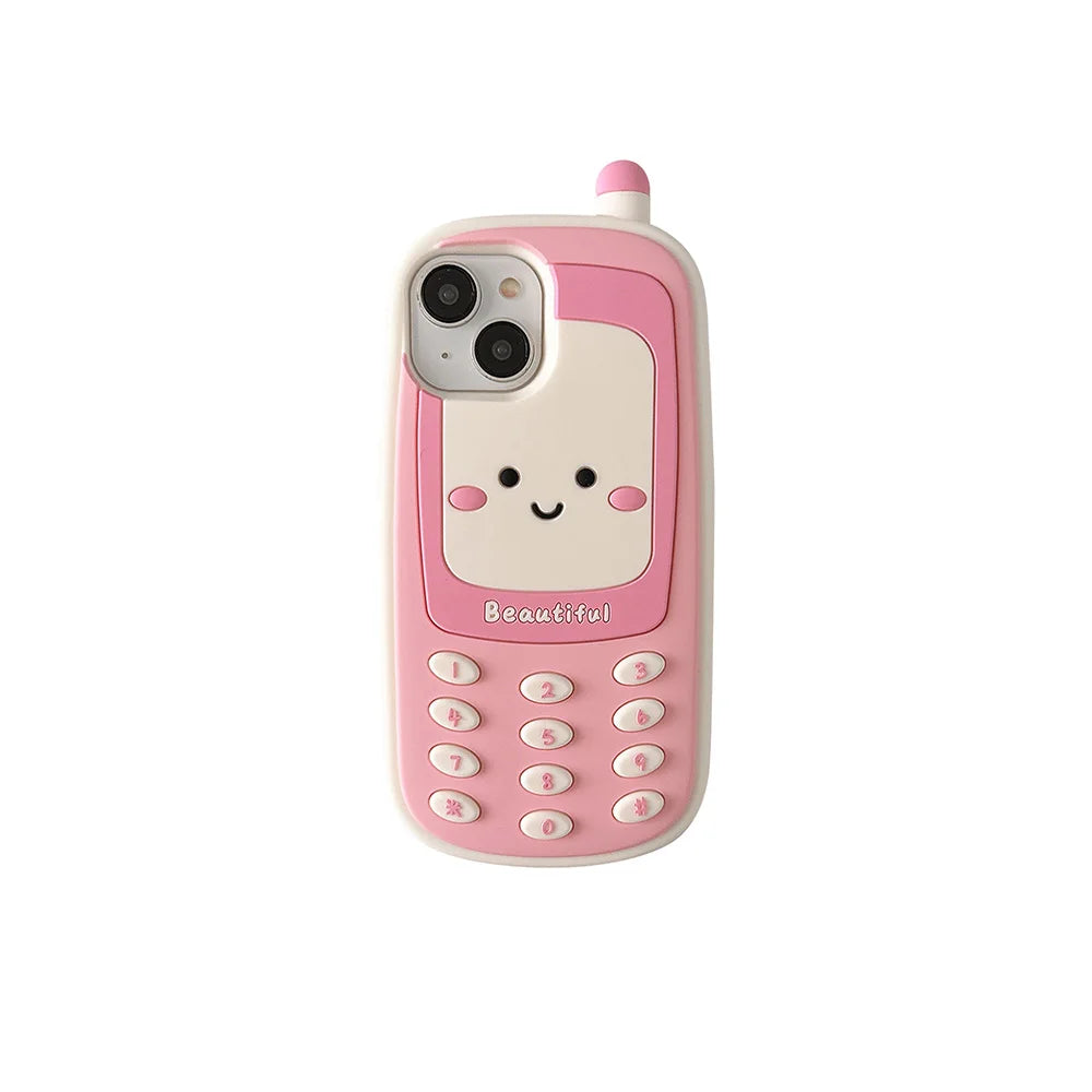 Kawaii 3D Retro Mobile Phone Design Soft Silicone Phone Case For iphone