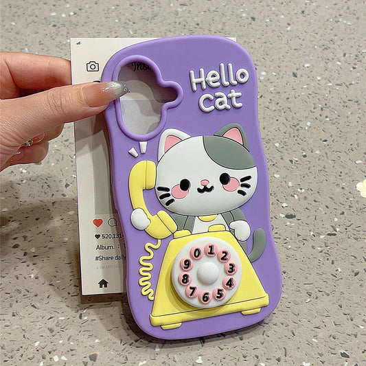 3D Cute Cat Cartoon Silicone Funny Phone Case