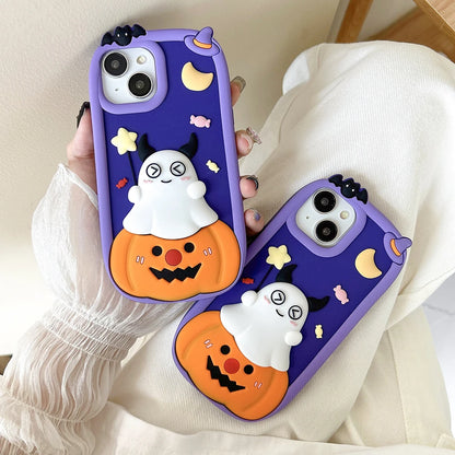 Halloween Pumpkin Ghost Soft Silicone Case Cover For iPhone