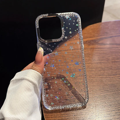 Fashion Bling Glitter Diamond Star Transparent Phone Case