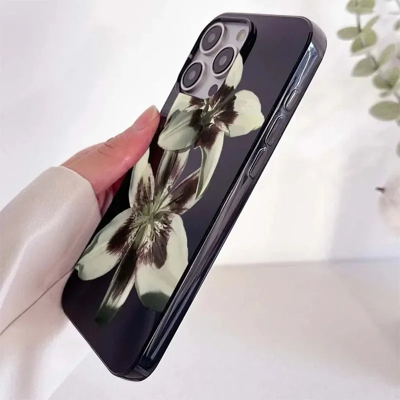 Elegant Lily Orchid Flower Print Soft Phone Case For iPhone Y2K Shockproof Cover ﻿