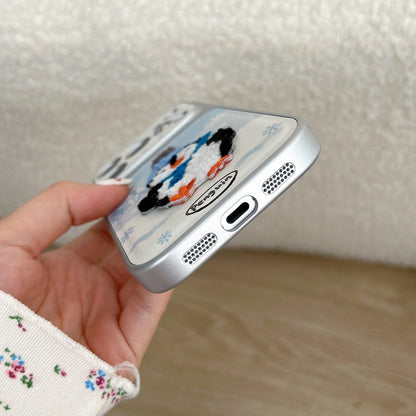 Embroidered Plush Penguin Phone Case For iPhone