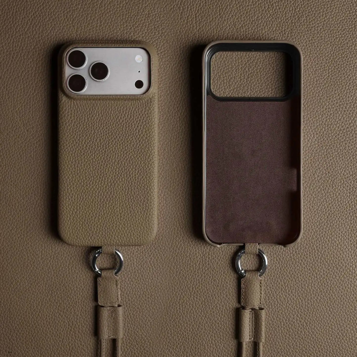 With Lanyard Genuine Leather Case For iPhone