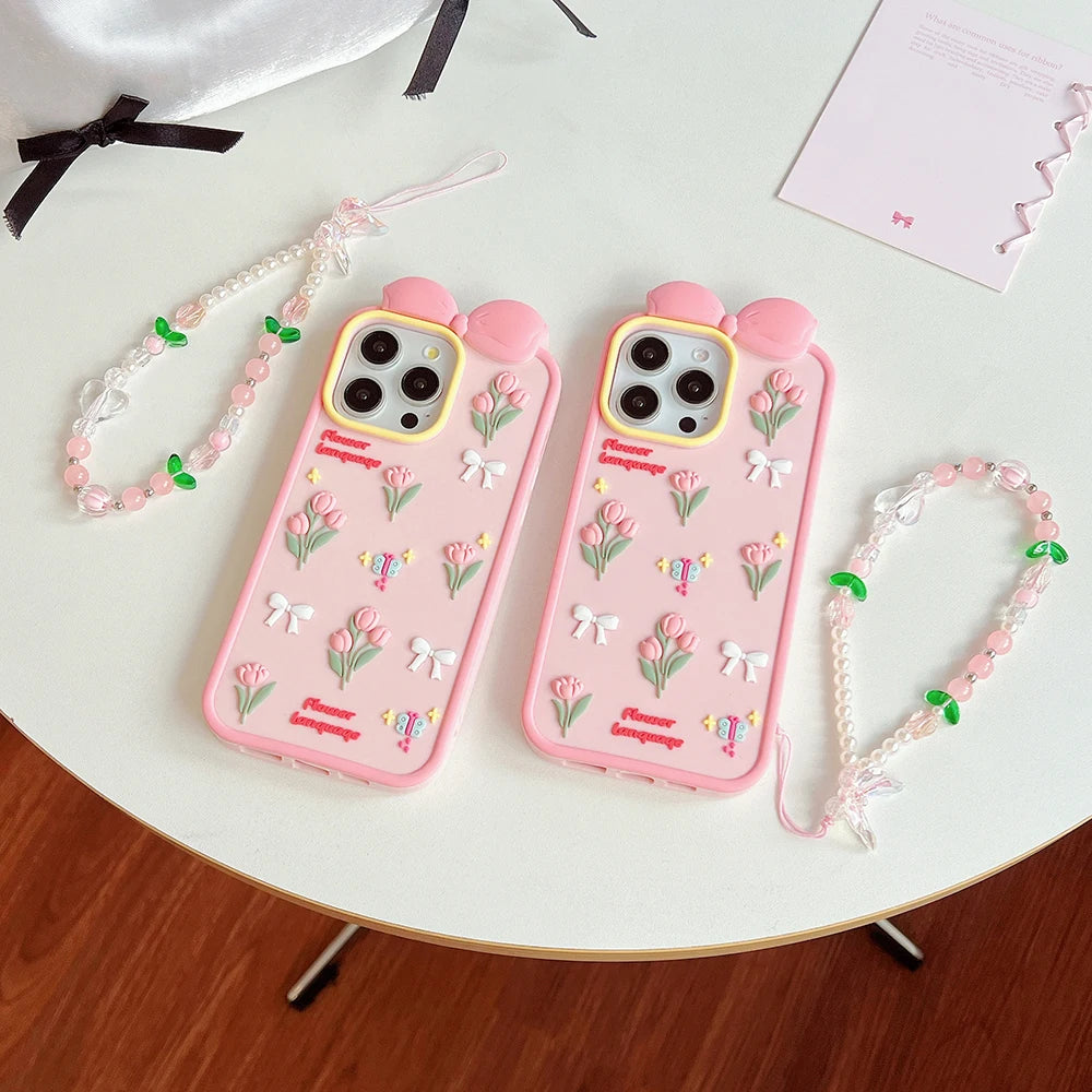 Cute 3D Tulips Lovely Flowers Phone Case