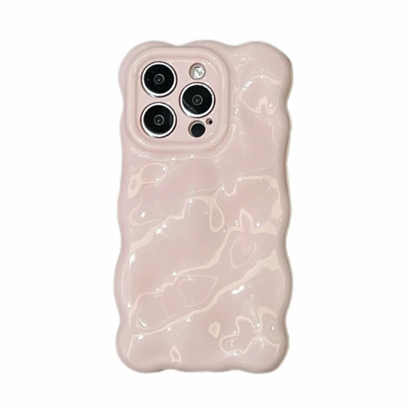 Glossy Light Pink 3D Bubble Texture Shockproof Case For iPhone