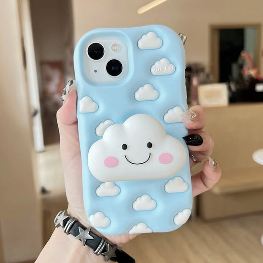 Cartoon Cute Cloud Folding Stand Holder Phone Case