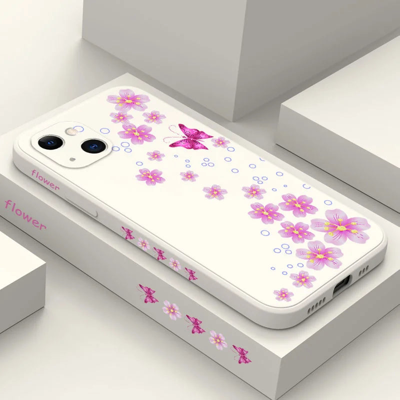 Abstract Plants Flower Silicone Phone Case For iPhone