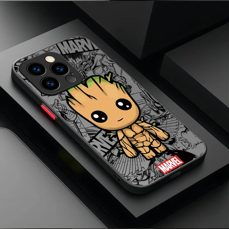 Cute Marvel Spider Man Iron Man Matte Phone Case For iPhone