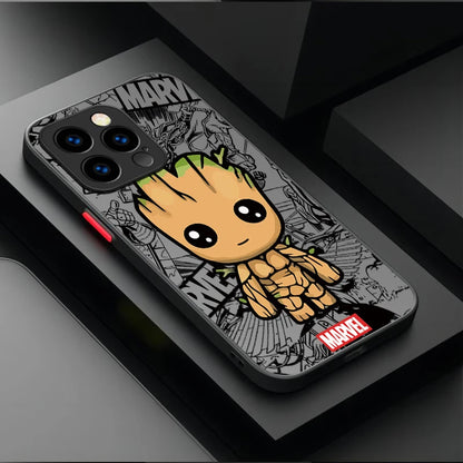 Cute Marvel Spider Man Iron Man Matte Phone Case For iPhone