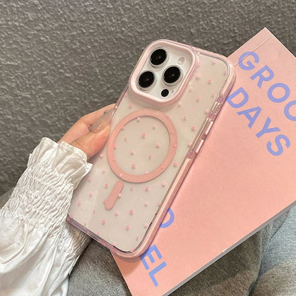 Pink Stars Magnetic Wireless Charge Clear Soft Phone Case