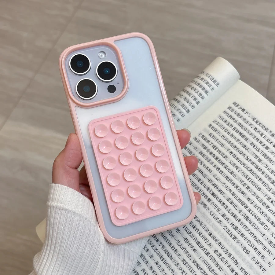 Candy Bumper Phone Case For iPhone Suction Cup Airbag Clear Shockproof Cover