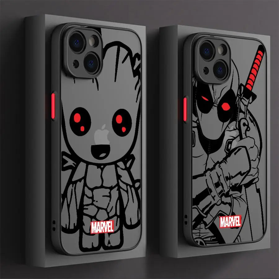 Funda Back Phone Cover Case For iPhone Marvel Spider Man Iron Man