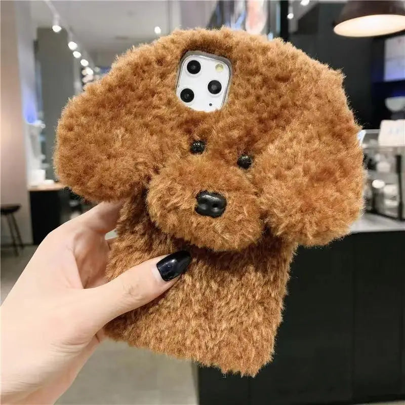 3D Teddy Dog Fluffy Phone Case