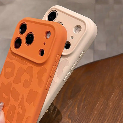 Leopard Liquid Silicone Camera Lens Protective Phone Case For iPhone