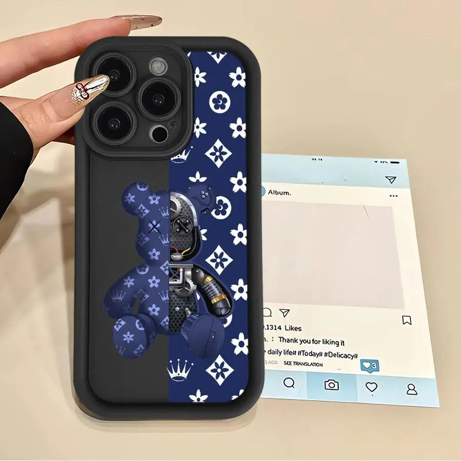 TPU Soft Phone Case For iPhone Fashion Cute Robert Bear