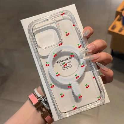 For Magsafe Wireless Charger Case For iPhone Air Cute Cherry Print Phone Cover