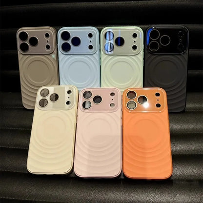 Fashion Liquid Silicone Water Ripple Pattern Big Window Phone Case For iPhone For Magsafe Magnetic Charge Cover