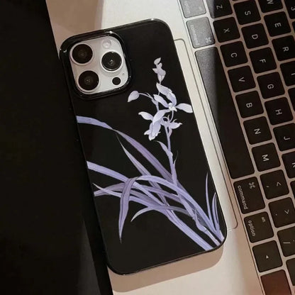 Elegant Lily Orchid Flower Print Soft Phone Case For iPhone Y2K Shockproof Cover ﻿