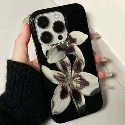 Elegant Lily Orchid Flower Print Soft Phone Case For iPhone Y2K Shockproof Cover ﻿
