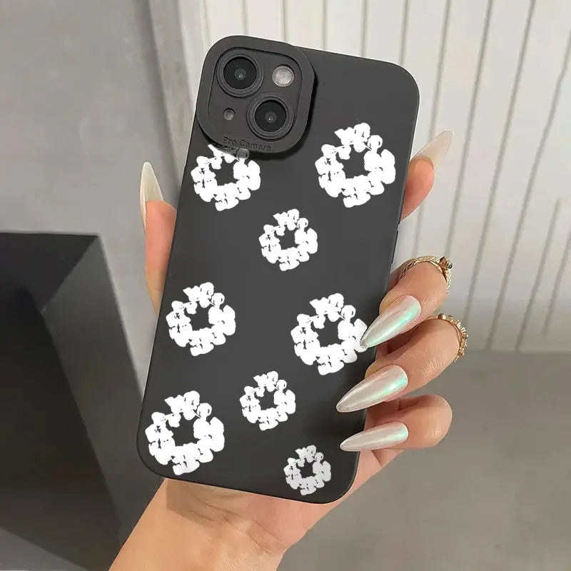 Cases iPhone Black Stylish Flower Patterned Design Phone Cover