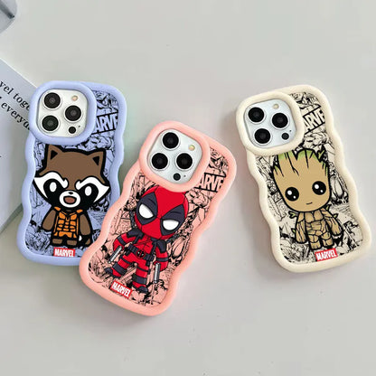 Marvel Cute Deadpool Groot Raccoon Candy Phone Case For iPhone