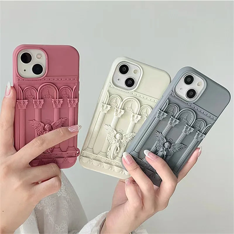 Retro Artwork 3D Angel Statue Phone Case