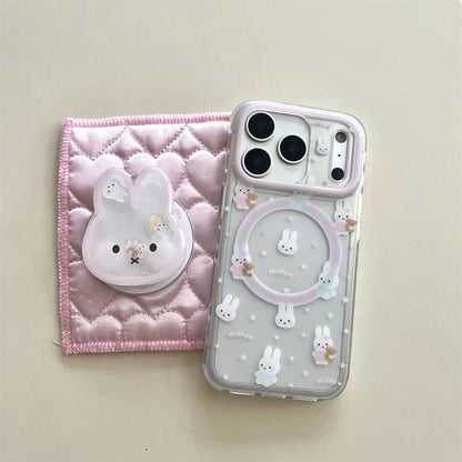 Korean INS Simple Star Rabbit Magnetic Stand Phone Case For iPhone