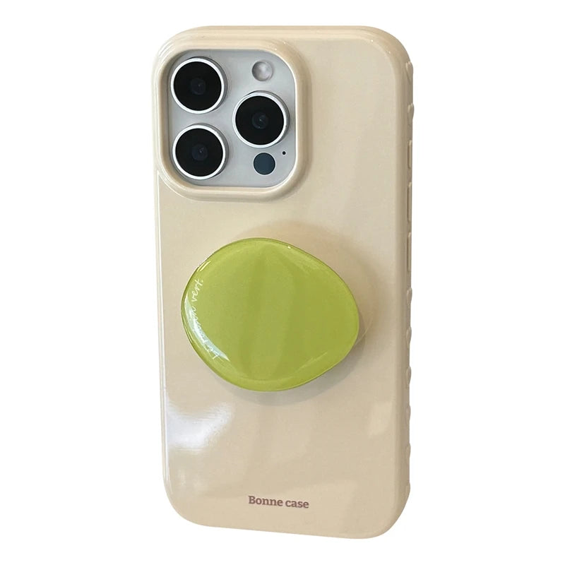 Korean Style Simple Solid Colors With Phone Holder Stand Case For iPhone Shockproof Protective Cover﻿