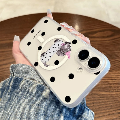Dot Dachshund Letter Print Wireless Charging Phone Case For Magsafe iPhone
