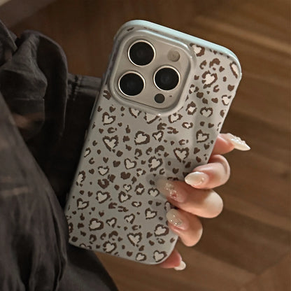 Stylish Retro Blue Leopard Print Love Heart Soft Phone Case For iPhone