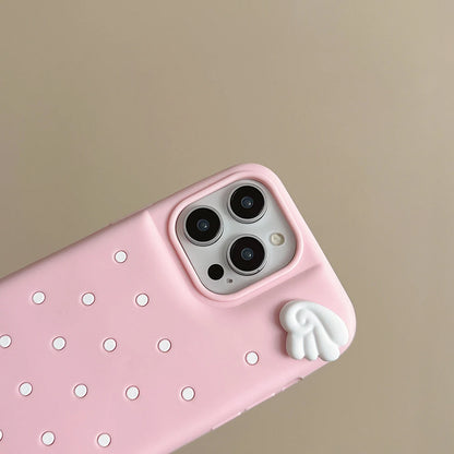 3D Cute Polka Dot Angel Wings Silicone Phone Case