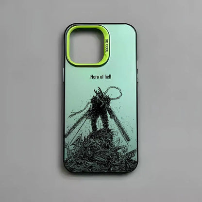Anime Chainsaw Man iPhone Case – Multicolor Metallic Matte Finish