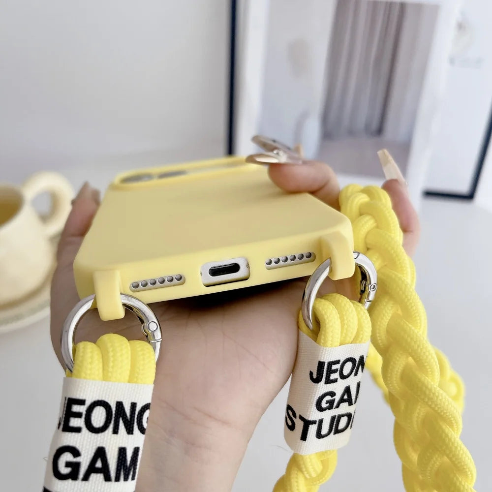 For iPhone Lanyard Case Crossbody Knit Lanyard Candy Soft Phone Cover iPhone