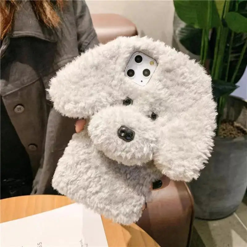 3D Teddy Dog Fluffy Phone Case