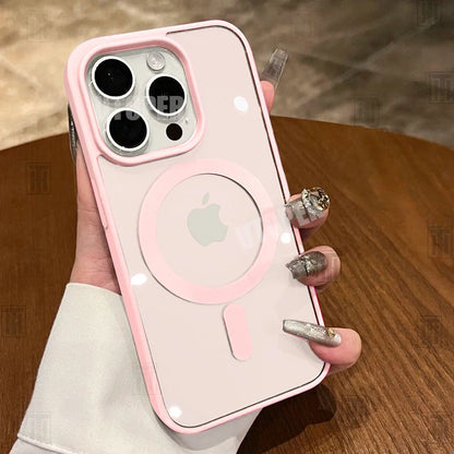 Pink Transparent MagSafe iPhone Case – Hard Shockproof