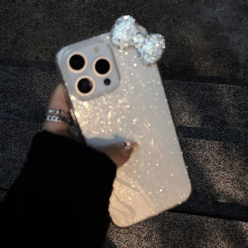Luxury Transparent 3D Diamond Bowknot Glitter Phone Case For iPhone