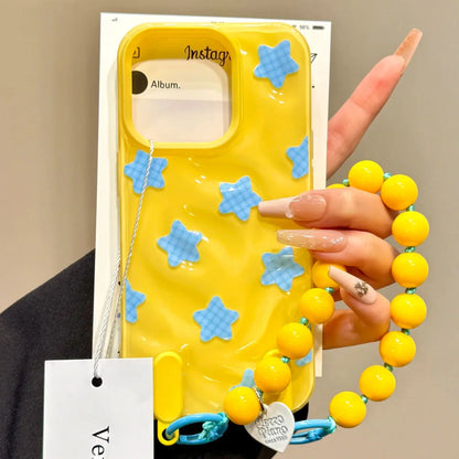 Korean Ins Meteorite Lattice Star Phone Case For iPhone Lovely Bracelet Silione Cover