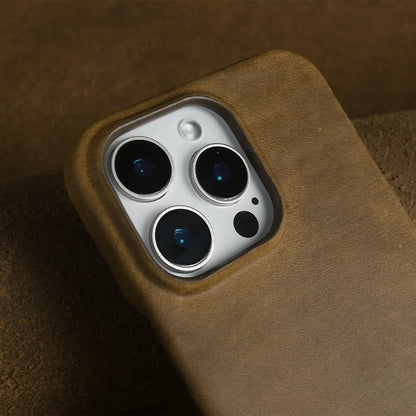 Classic Durable Crazy House Pattern Genuine Leather Phone Case For Iphone