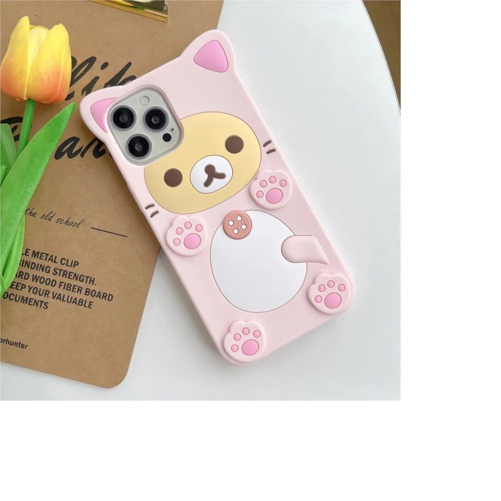 Rilakkuma Bear Kawaii Cat Silicone iPhone Case