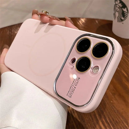 Advanced Liquid Phone Case For iPhone Magnetic Charging Glass Lens Protective Cover Silicone Couple Set