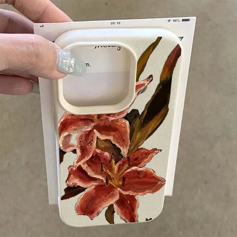 Pink Lily Oil Painting iPhone Case – Soft Silicone Cover