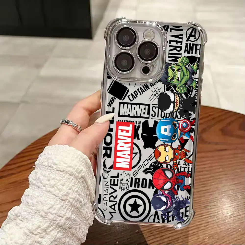 Cool Anime Marvel Hero Luxury Plating Phone Case For iPhone